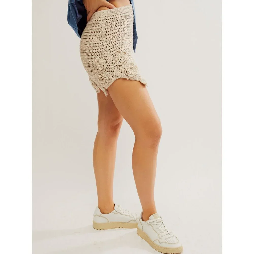 FREE PEOPLE Flora Crochet Mini Skirt / Natural - Picture 7 of 10
